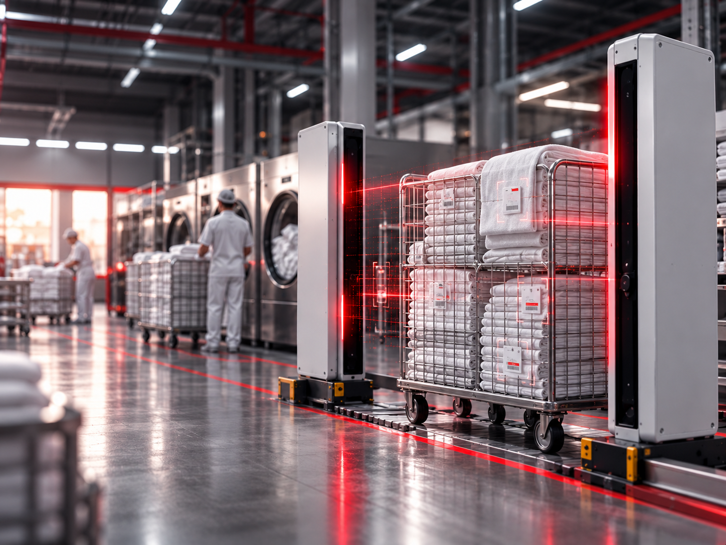 Lavanderia industrial com RFID para rastreabilidade de enxoval e peças têxteis